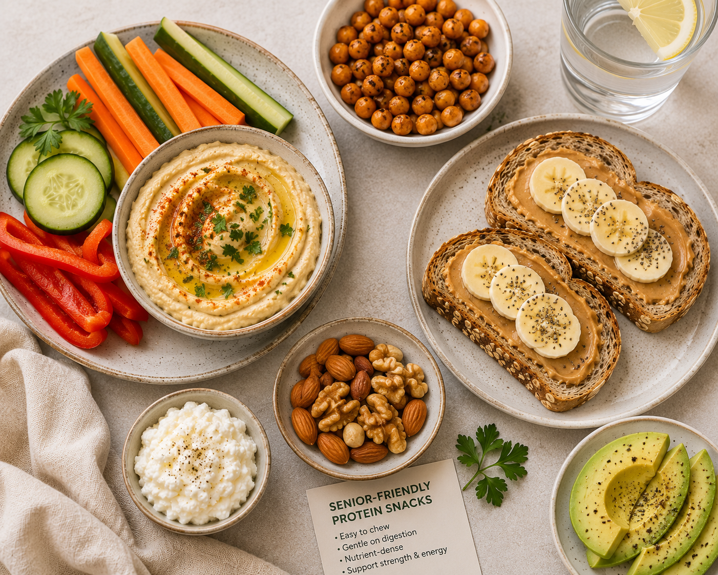 High-protein plant-based snacks for seniors — easy vegan snacks that help maintain muscle mass after 65 without heavy cooking or high cost.
