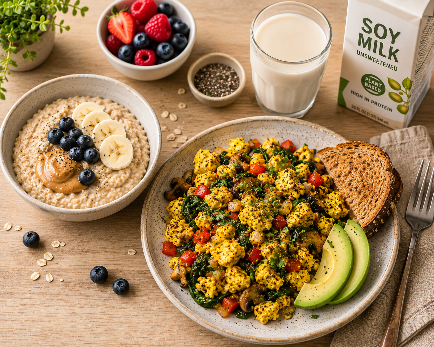 Quick plant-based breakfasts with 30g protein for under $1.50 — school-morning fuel that keeps kids and adults full without breaking the budget.