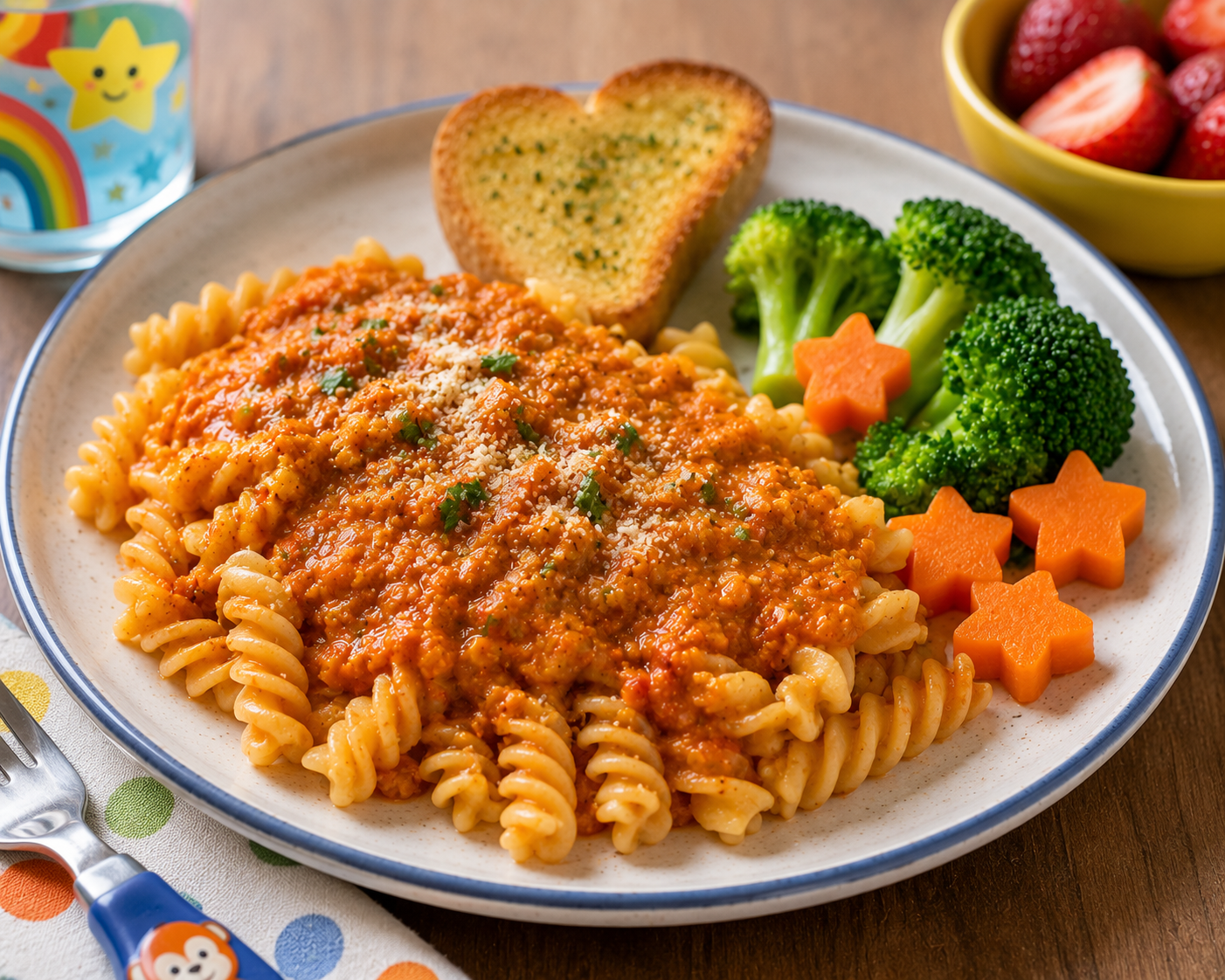Kid-friendly high-protein vegan dinner with pasta and hidden lentils